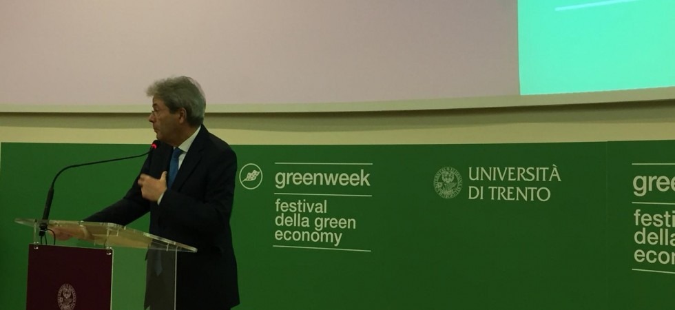 Il premier Paolo Gentiloni a Trento per la Green Week: "Siete un territorio all'avanguardia per la differenziata"
